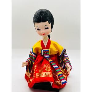 VTG Korean Cloth Girl Doll Traditional Hanbok Dress Asian Cultural Souvenir